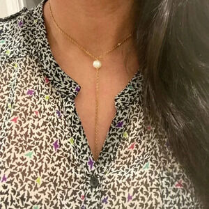 PEARL Necklace | Y Pearl Necklace | Gold Plated | Long Necklace | Tie Ne…